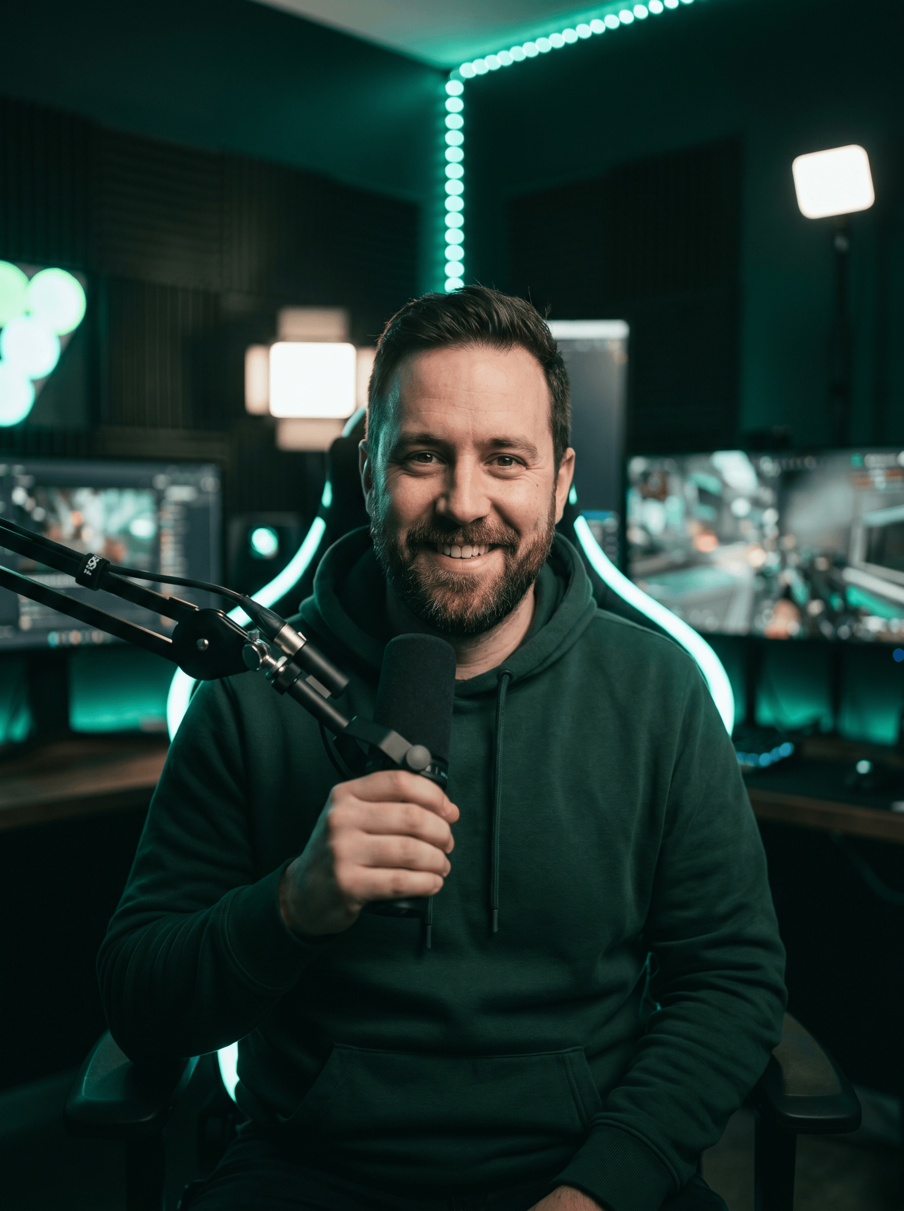 Rumble creator running a Live Read campaign in their studio